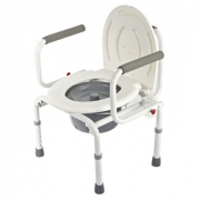 Кресло-стул с санитарным оснащением без колёс WC DeLux с откидными поручнями